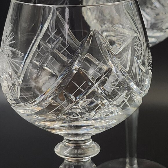 Ajka Copac Crystal Pinwheel Fan Star Thatched Wine Glasses (7) Hungary Sparkles - Picture 10 of 10